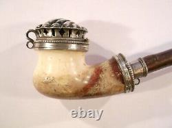 Antique pipe sea foam with sculpted silver cap and scallop shell