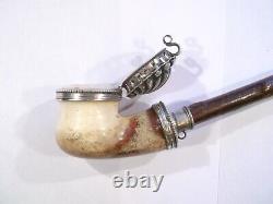 Antique pipe sea foam with sculpted silver cap and scallop shell