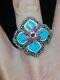 Antique Ring With Marcasites, Turquoise, Rubies, Emeralds, Silver Ring 925 Creator