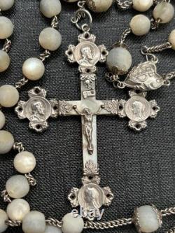 Antique rosary made of sterling silver with mother-of-pearl beads