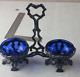 Antique Salt And Pepper Shaker, Made Of Solid Silver And Crystal, Minerva Mark