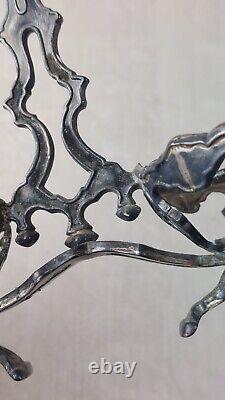 Antique salt and pepper shaker, made of solid silver and crystal, Minerva mark