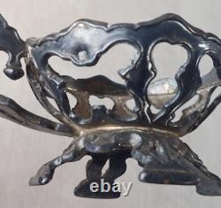 Antique salt and pepper shaker, made of solid silver and crystal, Minerva mark