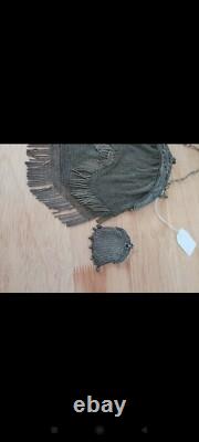 Antique set around 1900: solid silver coin purse (30 g) + mesh pouch