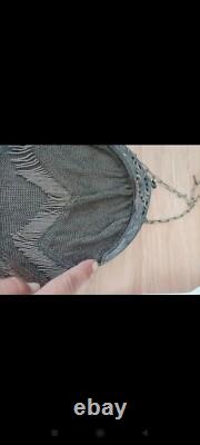 Antique set around 1900: solid silver coin purse (30 g) + mesh pouch