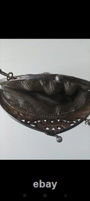 Antique set around 1900: solid silver coin purse (30 g) + mesh pouch