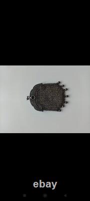 Antique set around 1900: solid silver coin purse (30 g) + mesh pouch