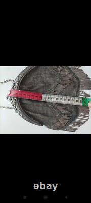 Antique set around 1900: solid silver coin purse (30 g) + mesh pouch