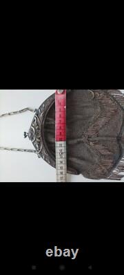 Antique set around 1900: solid silver coin purse (30 g) + mesh pouch