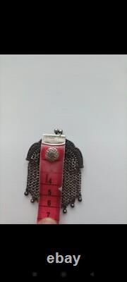 Antique set around 1900: solid silver coin purse (30 g) + mesh pouch