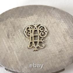 Antique silver 800 and gold powder compact mirror French work late 19th century