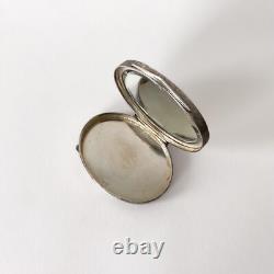 Antique silver 800 and gold powder compact mirror French work late 19th century