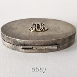 Antique silver 800 and gold powder compact mirror French work late 19th century