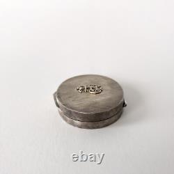 Antique silver 800 and gold powder compact mirror French work late 19th century