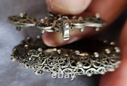 Antique silver filigree pendant with Saint Michael medallion to be restored