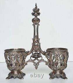 Antique silver oil and vinegar server (minerva) 19th century