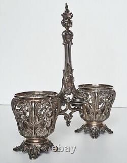 Antique silver oil and vinegar server (minerva) 19th century