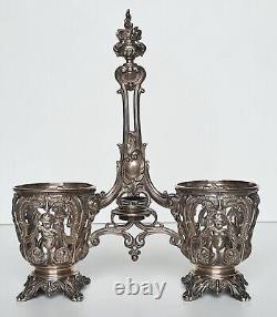 Antique silver oil and vinegar server (minerva) 19th century