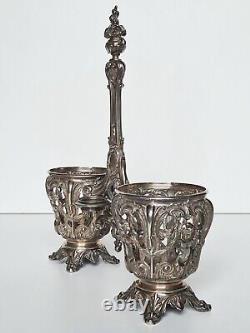 Antique silver oil and vinegar server (minerva) 19th century