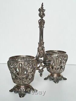 Antique silver oil and vinegar server (minerva) 19th century