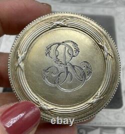 Antique silver-plated pillbox CAYLAR BAYARD engraved RS with cross decoration