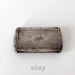 Antique silver snuffbox engraved with Minerva hallmark, France, circa 1860