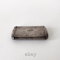 Antique silver snuffbox engraved with Minerva hallmark, France, circa 1860