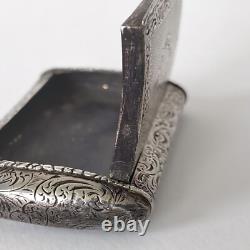 Antique silver snuffbox engraved with Minerva hallmark, France, circa 1860