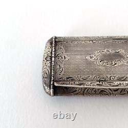 Antique silver snuffbox engraved with Minerva hallmark, France, circa 1860