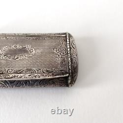 Antique silver snuffbox engraved with Minerva hallmark, France, circa 1860