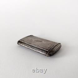 Antique silver snuffbox engraved with Minerva hallmark, France, circa 1860