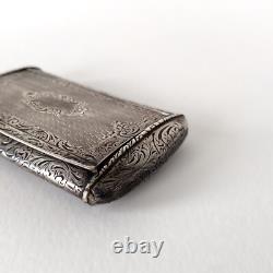 Antique silver snuffbox engraved with Minerva hallmark, France, circa 1860