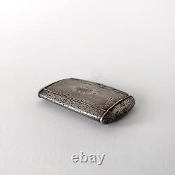 Antique silver snuffbox engraved with Minerva hallmark, France, circa 1860