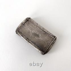Antique silver snuffbox engraved with Minerva hallmark, France, circa 1860