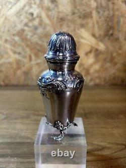 Antique silver sugar shaker, solid silver, minerva hallmark, Louis XV style, 19th century silversmith