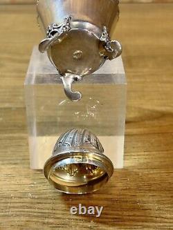 Antique silver sugar shaker, solid silver, minerva hallmark, Louis XV style, 19th century silversmith