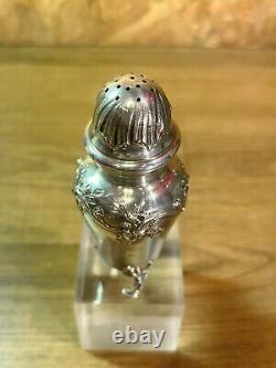 Antique silver sugar shaker, solid silver, minerva hallmark, Louis XV style, 19th century silversmith