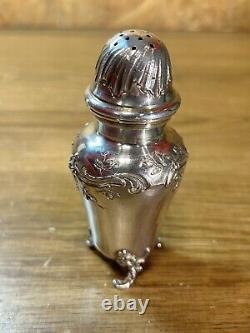 Antique silver sugar shaker, solid silver, minerva hallmark, Louis XV style, 19th century silversmith