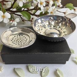 Antique silver tastevin Rolesco Minerve 950 with lid and 20th-century case