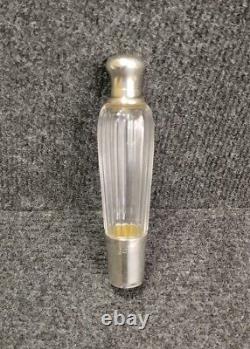 Antique small crystal and solid silver flask for alcohol, late 19th century