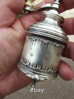 Antique small silver solid pepper mill with minerva hallmark XIX 160.6 grs with crank