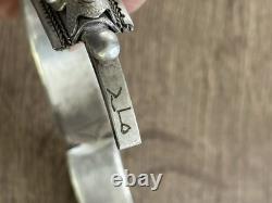 Antique solid silver Berber Moroccan Mizam bracelet, 119 g, ethnic
