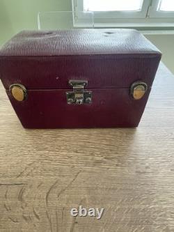 Antique solid silver and crystal vanity toilet set suitcase