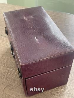Antique solid silver and crystal vanity toilet set suitcase