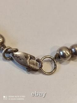 Antique solid silver and lapis lazuli beaded necklace