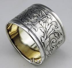 Antique solid silver and vermeil napkin ring, late 19th to early 20th century
