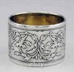 Antique solid silver and vermeil napkin ring, late 19th to early 20th century