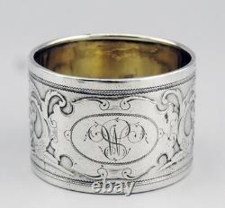 Antique solid silver and vermeil napkin ring, late 19th to early 20th century