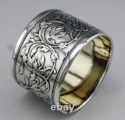 Antique solid silver and vermeil napkin ring, late 19th to early 20th century