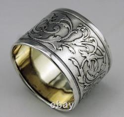 Antique solid silver and vermeil napkin ring, late 19th to early 20th century